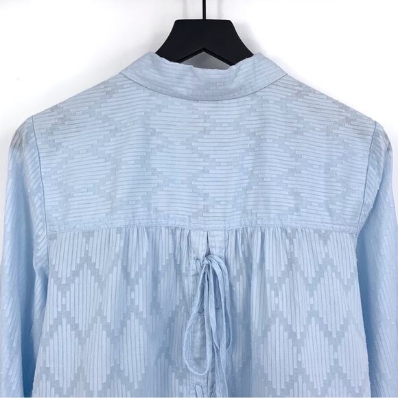 NWT CAFFE MARRAKESH Clipped Jacquard Button Down Shirt Light Blue M - Picture 9 of 11